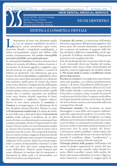 Il Corriere del Sud Ovest Milanese e New Dental Medical Service