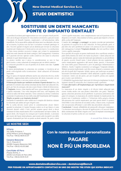 Il Corriere del Sud Ovest Milanese e New Dental Medical Service