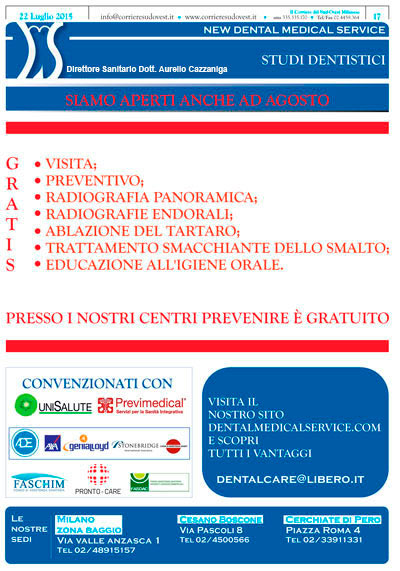 Il Corriere del Sud Ovest Milanese e New Dental Medical Service