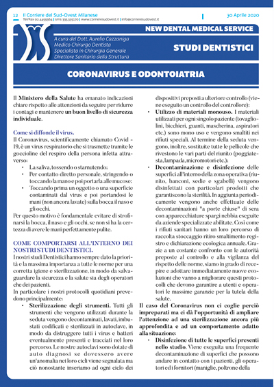 Il Corriere del Sud Ovest Milanese e New Dental Medical Service