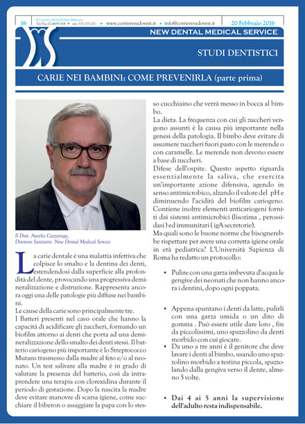 Il Corriere del Sud Ovest Milanese e New Dental Medical Service