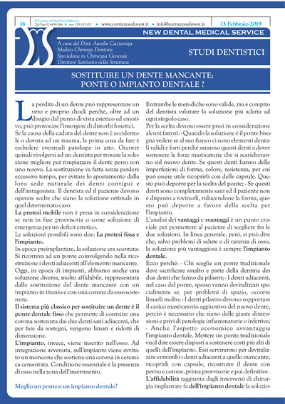 Il Corriere del Sud Ovest Milanese e New Dental Medical Service