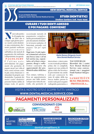 Il Corriere del Sud Ovest Milanese e New Dental Medical Service