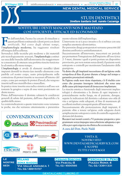 Il Corriere del Sud Ovest Milanese e New Dental Medical Service