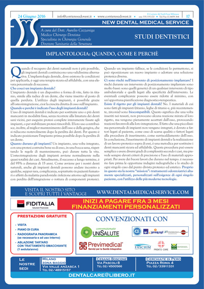 Il Corriere del Sud Ovest Milanese e New Dental Medical Service