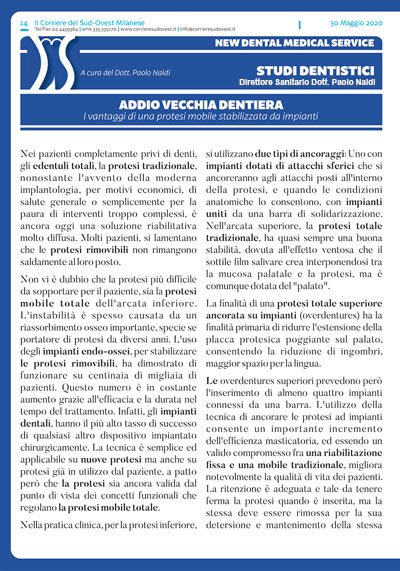 Il Corriere del Sud Ovest Milanese e New Dental Medical Service