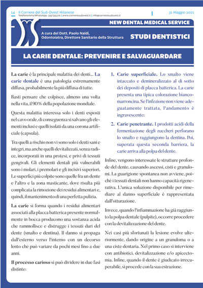 Il Corriere del Sud Ovest Milanese e New Dental Medical Service