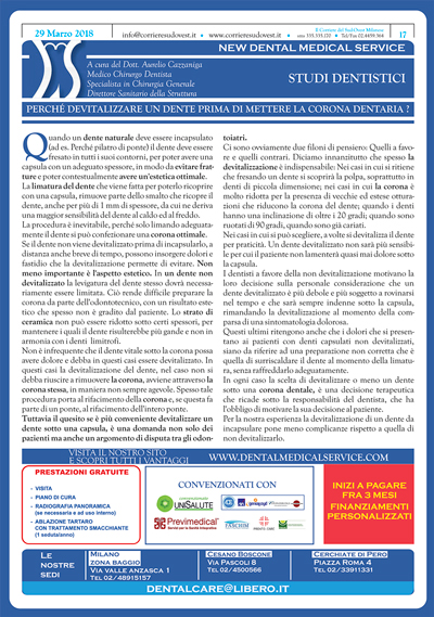 Il Corriere del Sud Ovest Milanese e New Dental Medical Service