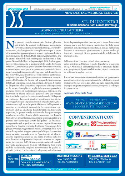 Il Corriere del Sud Ovest Milanese e New Dental Medical Service