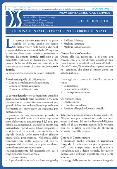 Il Corriere del Sud Ovest Milanese e New Dental Medical Service