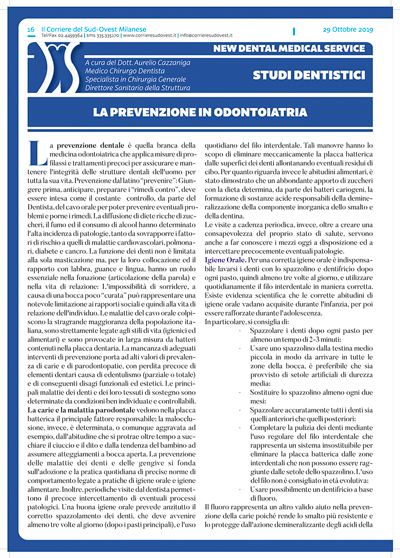 Il Corriere del Sud Ovest Milanese e New Dental Medical Service