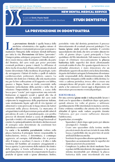 Il Corriere del Sud Ovest Milanese e New Dental Medical Service