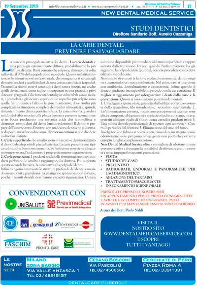 Il Corriere del Sud Ovest Milanese e New Dental Medical Service