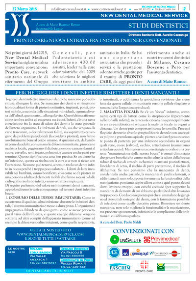 Il Corriere del Sud Ovest Milanese e New Dental Medical Service