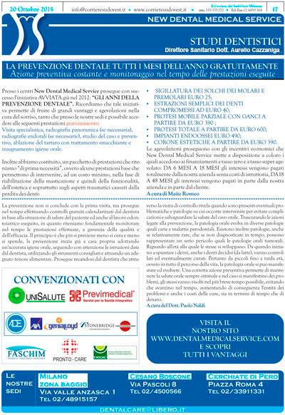 Il Corriere del Sud Ovest Milanese e New Dental Medical Service