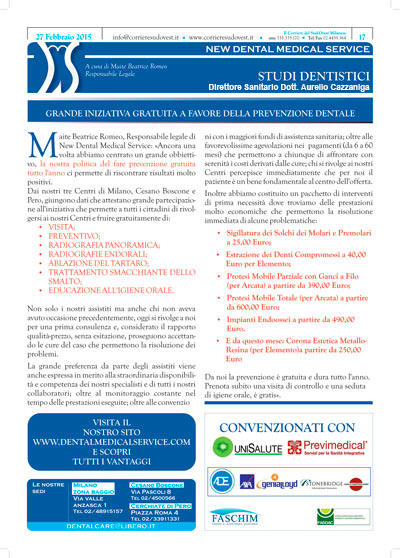Il Corriere del Sud Ovest Milanese e New Dental Medical Service