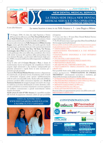 Il Corriere del Sud Ovest Milanese e New Dental Medical Service