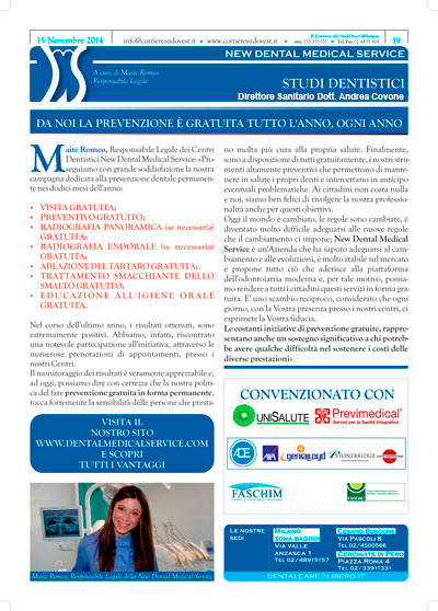 Il Corriere del Sud Ovest Milanese e New Dental Medical Service